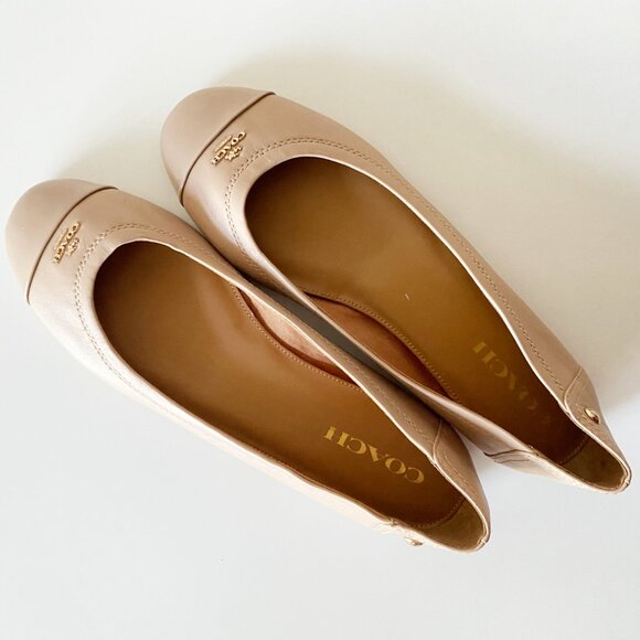 Coach Chelsea Matte Leather Patent Toe Ballet Flats Size EU 39/US 8.5 EXCELLENT - Picture 3 of 14